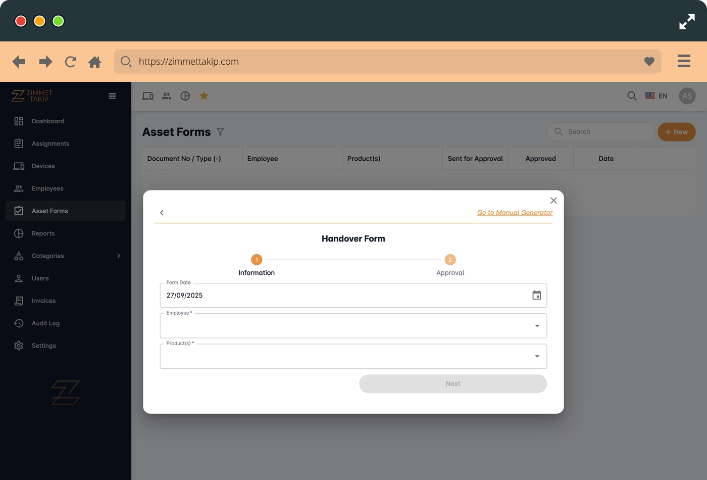 auto asset form