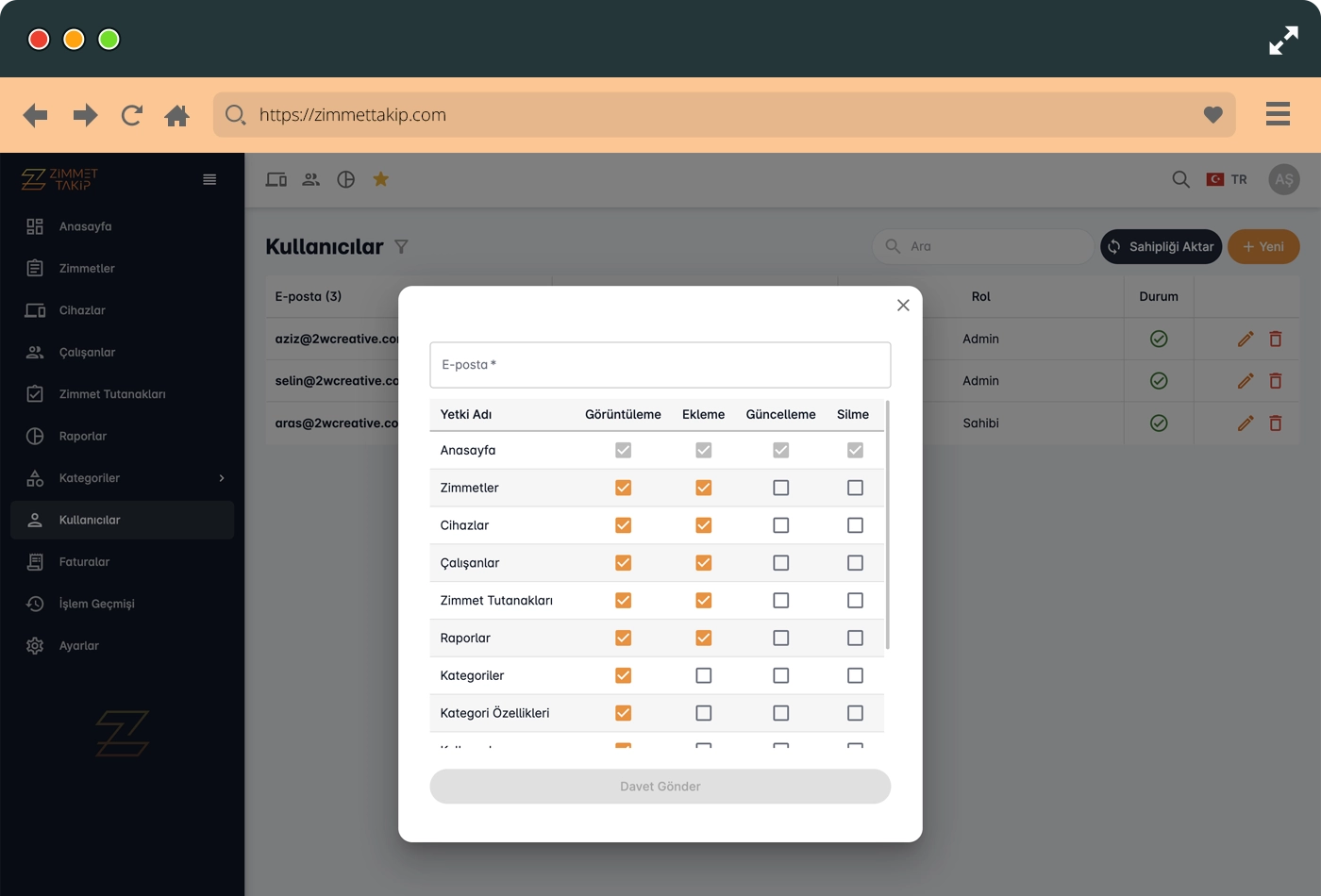 permission settings screen interface