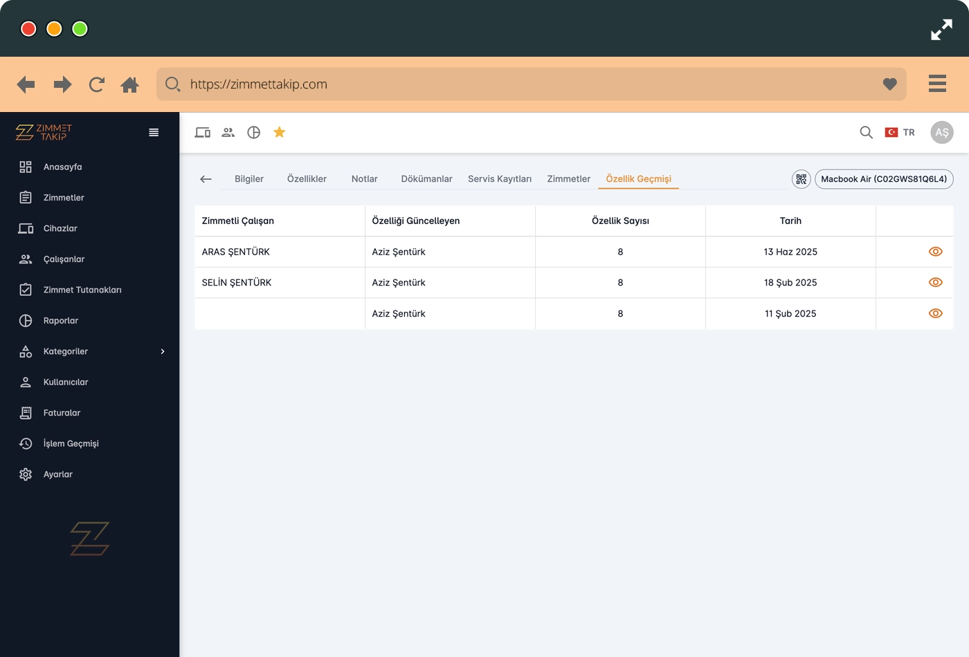 feature device feature history