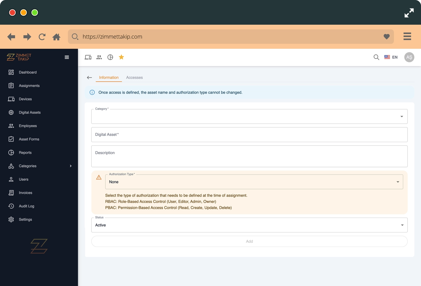 user management screen interface