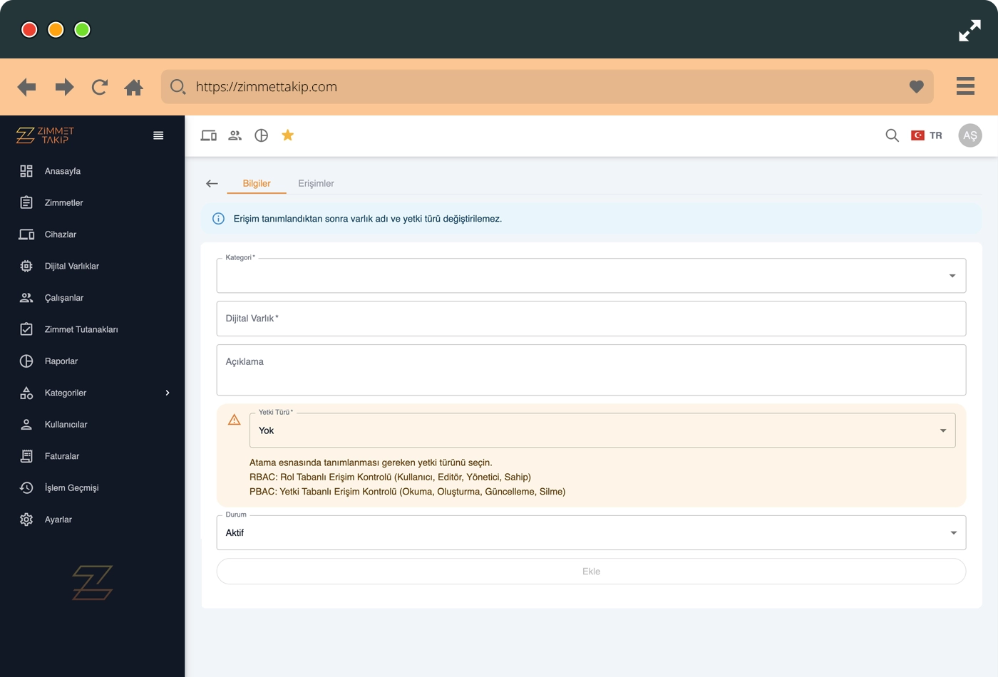 user management screen interface