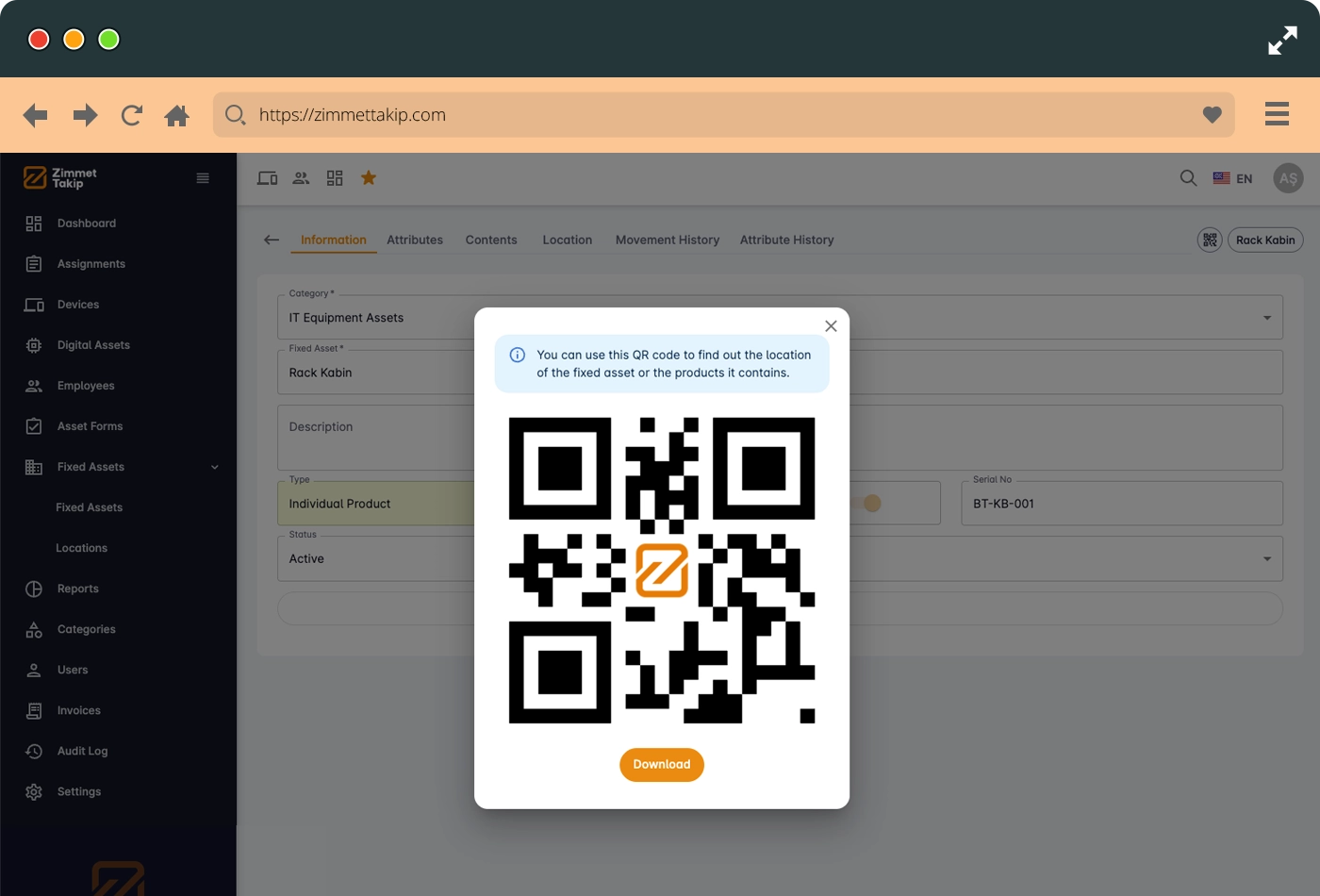 fixed asset qr code